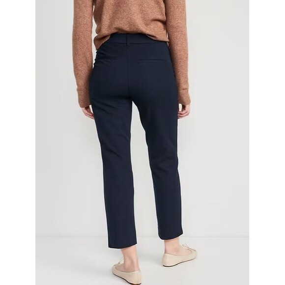 Old Navy High Rise Pixie Straight Ankle Pants Womens 12 Navy Blue Stretch NEW - Picture 2 of 11